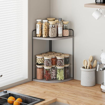 Forest Angle Bathroom Counter Organizer,Countertop Organizer,Vanity Organizers,Bathroom Storage,Bathroom Sink Caddy,Counter Shelf,Corner Counter,Corner Shelves(Black-Grey)