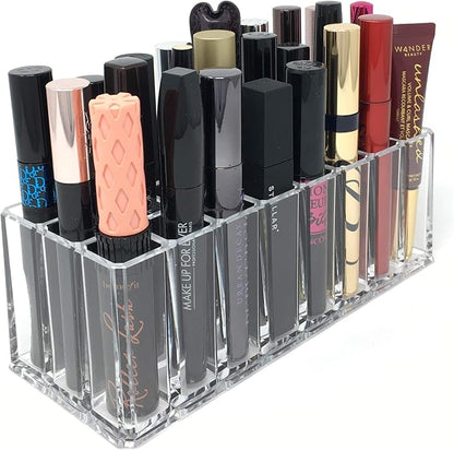 Acrylic Eye Mascara Organizer Makeup Storage Organization Refillablle Container Beauty Display Case 24 Space to Organize Tall Eye Lash Mascara (2)
