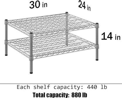 24" Deep x 30" Wide x 14" Height Wire Shelving Kit | 2-Tier | NSF Commercial Storage Rack Unit