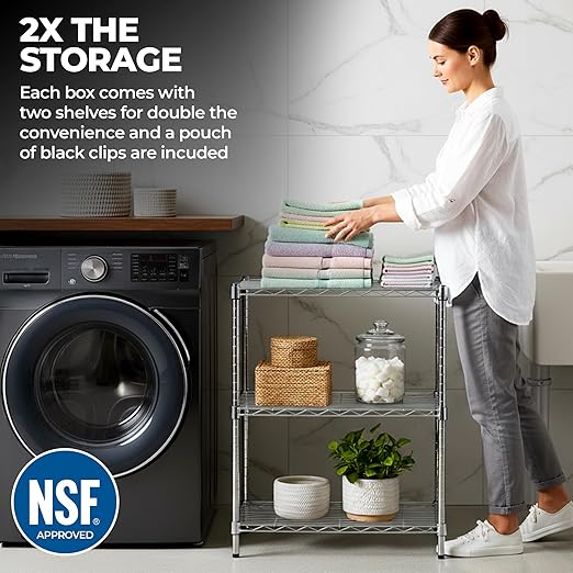 NSF Approved Heavy Duty Chrome Wire Shelf | 60" x 14" | Adjustable Metal Storage Shelf for Kitchens, Utility Rooms, Storage, Offices & Home
