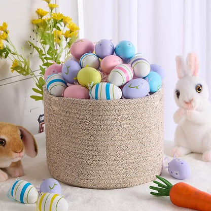 MiniArk Small Basket for Organizing | Cube Shelf Closet Storage Baskets | 9.7×9.7×7.1” | Woven Rope Gift Basket | Nursery | Round 3 Packs Mixed Brown