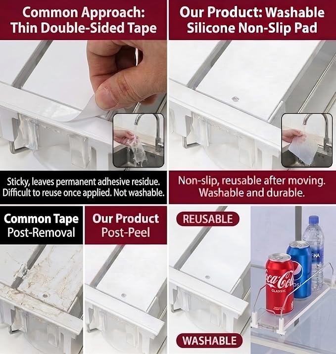 Self-Pushing Beverage Organizer for Fridge – Adjustable Spring Loaded Drink Dispenser & Soda Can Organizer – Clear Glide Rack Fits Cans, Bottles, Slim & Standard Sizes for Kitchen Pantry (5 Rows)