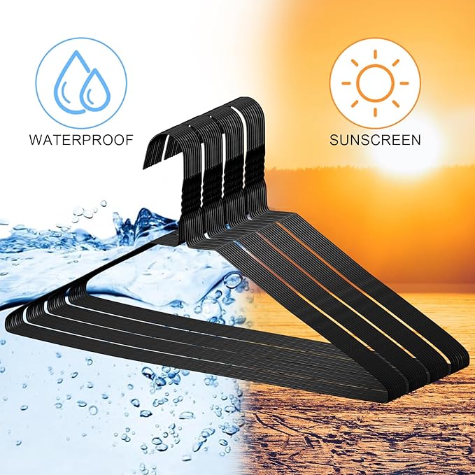 Yuntau 20 Pcs Wire Hangers Bulk 17.7" Dry Cleaner Hangers, Suit Holders for Home Caped Clothing (Black)