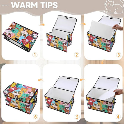 Stackable Clothes Storage Bins with Lids,Closet Organizers Fabric Cat Printing Box for Home and Office,Blanket Clothes Organizers,Under Bed Storage Containers 3 Pack.