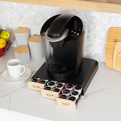 Mind Reader Single Serve Coffee Pod Organizer with 3 Drawers, 36 Pod Capacity, Countertop, 13.5"L x 12.25"W x 2.5"H, Brown