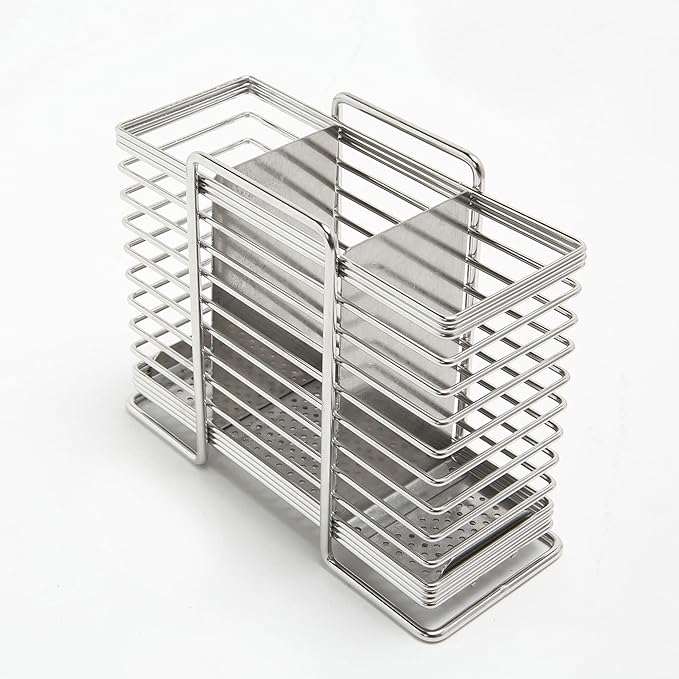 INEX Rectangular Cutlery Holder Caddy (Stainless Steel, 5.1" H x 6.1" W x 3.1" D (Stand-type))
