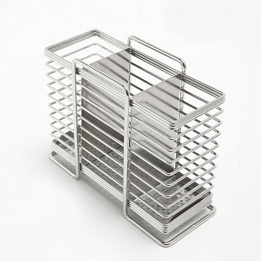 INEX Rectangular Cutlery Holder Caddy (Stainless Steel, 5.1" H x 6.1" W x 3.1" D (Stand-type))