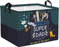 Clastyle Father‘s Day Gift Basket Empty for Dad Rectangle Plaid Tool Pipe Beard Storage Basket Clothes Book Storage Bin Organizer, Blue Apron, 40*30*30 cm