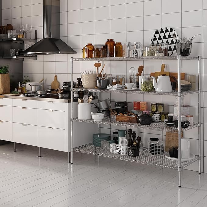 24" Deep x 60" Wide x 54" Height Wire Shelving Kit | 4-Tier | NSF Commercial Storage Rack Unit