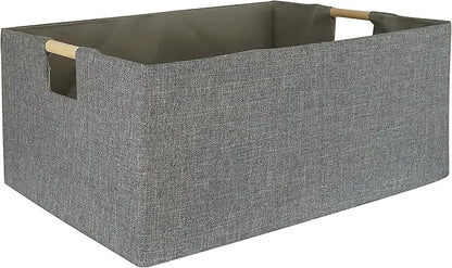 Storage Bin for Shelves Rectangle Closet Baskets Foldable Box with Handles Gray Shelf Baskets Toy Boxes for Home Office Car Dormroom