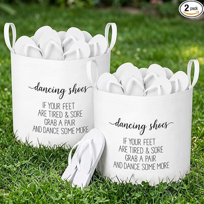 Yungyan 2 Pcs White Wedding Baskets 16 Inch Large Flip-flops and Shoes Storage Baskets with Handles for Holding Flip Flops Shoes Trugs for Picnics Wedding Decoration Party Favors Gift Garden Ceremony