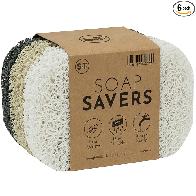 S&T INC. Bar Soap Holder for Kitchen, Bathroom, and Soap Dish, 6 Pack, Assorted, 2.9 inches by 4.4 inches