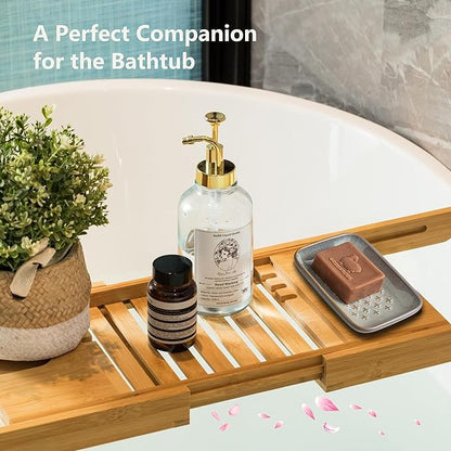 Premium Ceramic Soap Dish Holder - Large 5.5 Inch Soap Saver Tray with Non-Slip Base, Multi-Use for Bar Soap, Sponge, Butter & Jewelry - Elegant Gift for Bathroom, Kitchen, Shower Countertop - Gray
