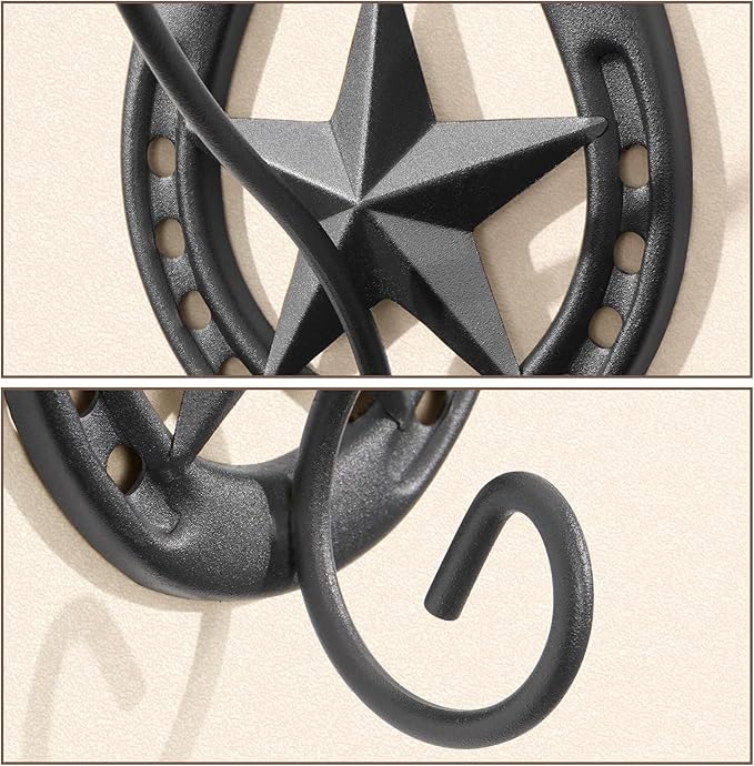 Cowboy Hat Holder for Wall 2 Pack Metal Iron Cowboy Hat Rack Western Hat Hanger Horseshoe Hooks Storage Cowboy Hat Organizer Display Closet Living Room Western Gifts Wall Decor Black