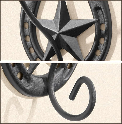 Cowboy Hat Holder for Wall 4 Pack Metal Iron Cowboy Hat Rack Western Hat Hanger Horseshoe Hooks Storage Cowboy Hat Organizer Display Closet Living Room Western Gifts Wall Decor Black