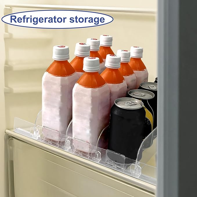 Drink Organizer for Fridge, Adjustable Acrylic Beverage Dispenser with Dividers for Cans (6Pack)