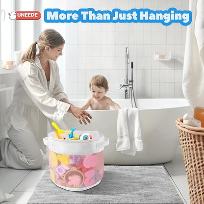 UNEEDE Bath Toy Organizer,4.15 Gallons Bathtub Toy Storage Organizer,Quick Access Bath Toy Holder For Bathtub,Baby Organizer And Storage,Quick Dry Baby Bath Toy Storage For Tub,Mesh Shower Caddy(Pink)