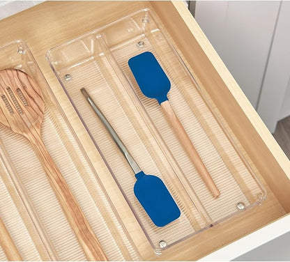 iDesign Recycled Plastic Divided Drawer Organizer Tray - Linus Collection - Clear