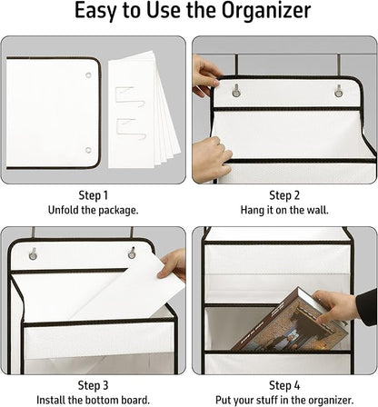 TYMENSH White Over Door Organizer with 5 Large Clear Pockets and 6 Side Mesh Pockets, Anti-Tilt Hanging Door Storage for Nursery, Bathroom, Closet, Bedroom, Dorm, Toys