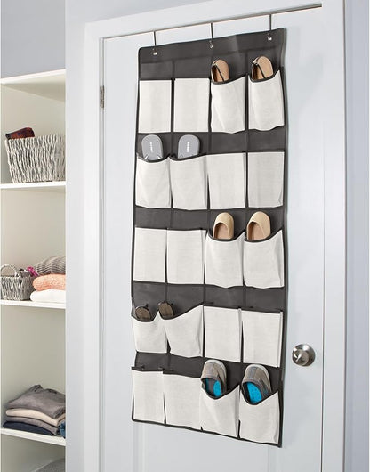 Simplify 20 Pocket Over The Door Hanging Shoe Organizer in Cashmere