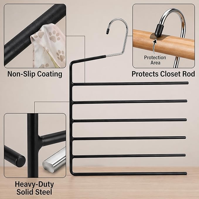 5 Pack 6-Tier Garden Flag Storage Organizer, Space Saving Storage for Bedroom, Garage & Home, Wrinkle-Free Design for Seasonal Flags, Pants, Jeans & Ties, Gift Idea for Home Organization.