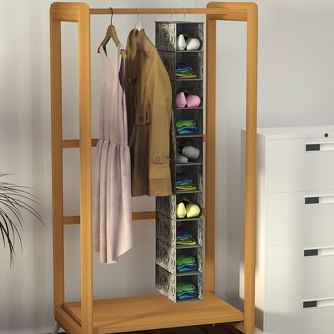 Libeder Hanging Shoe Organizer,10-Shelf Hanging Closet Organizers and Storage Shoes Organizer Shelves Hanging Shoe Rack Holder with 6 Mesh Side Pockets