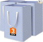 3 Pack Large Laundry Basket,Waterproof & Freestanding Laundry Hamper,Collapsible Clothes Hampers with Easy Carry Long & Reinforced Handles in Bathroom,College Dorm(75Lx3,Blue)