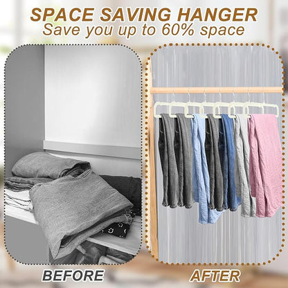 Pants Hangers Space Saving, 30 Pack Velvet Hangers for Closet with 30 Hooks, Strong Durable Non Slip Slim Clothes Hanger, Ultra Soft Flocked Hanger for Pants, Shirts, Bra, Shorts (Cream)