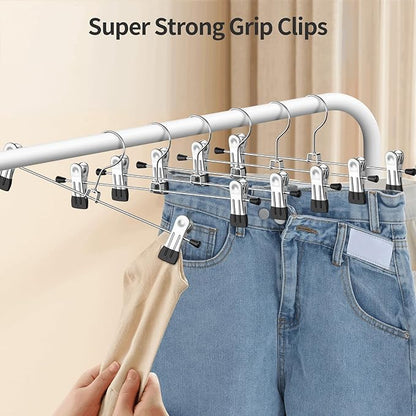 Pants Hangers with Clips: 30 Pack Skirt Hangers for Women Metal Adjustable Trouser Hangers for Jeans Shorts Dress - Black