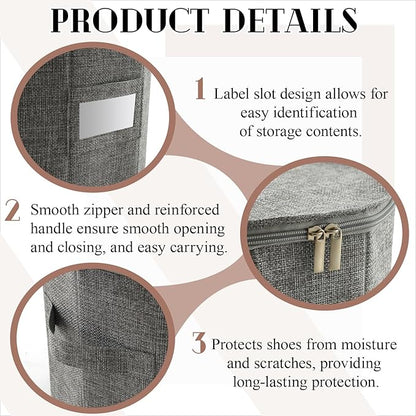 Ripeng 2 Pack Round Shoe Organizer for Closet, Cylindrical Shoe Storage Organizer with Removable Dividers and Lid, Foldable Closet Container Round Compartment Bins for Home (D17 X H13.2,Rectangular)
