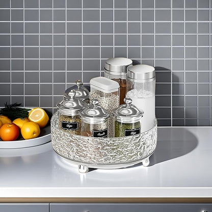 2Pcs Premium Lazy Susan Organizer,9&11in Turntable Organizer for Bathroom, Kitchen, Vanity, Countertop, Table Top, Cabinet, and Frige, Perfume, Skin Care, Makeup, Spice Organizer, 360° Rotating