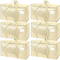TICONN 6 Pack Extra Large Moving Bags Heavy Duty with Zippers & Carrying Handles, Durable Storage Bags Moving Boxes for Closet Organizers and Storage (6 Pack, Cream)
