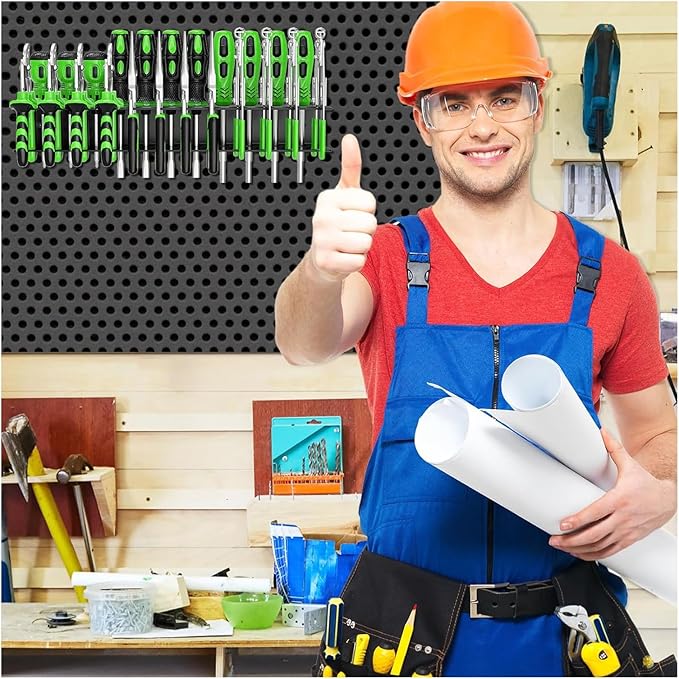 2 Pcs Screwdriver Plier Organizer Wall Mount, Screwdriver Rack, Metal Plier Holder Utility Tool Holder Organizers and Storage Rack for Garage Workshop Workbench Tool Chest Cart
