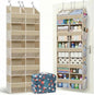 Dual Column Over the Door Organizer with Toiletry Bag - 5 Self Hanging Organizer with 10 Compartments - Heavy Duty Behind the Door Storage for Bedroom, Bathroom, Pantry, Nursery (Grey)