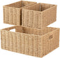 OIAHOMY Wicker Baskets for Organizing, Large and Small Shelf Baskets Set, Handwoven Bins for Storage,Paper Rope Home Organizers, Set of 3-Yellow