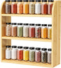 ROMGUAR CRAFT 3 Tier Bamboo Spice Rack, Countertop or Wall Mounting Wood Spice Jars Organizer Shelf for Kitche, Pantry (Natural)