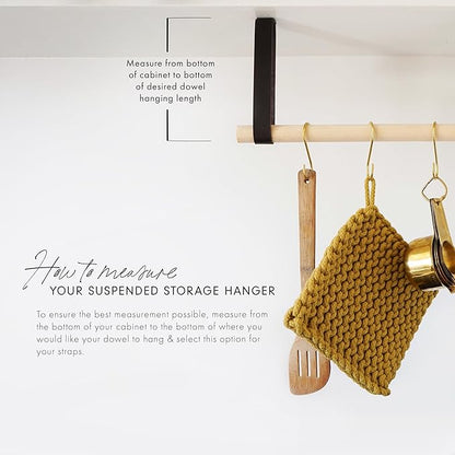Hanging Under-Cabinet Multipurpose Rack Storage Rail, Under-shelf Storage, utensil, pot & pan suspended leather storage Hanger cup hook