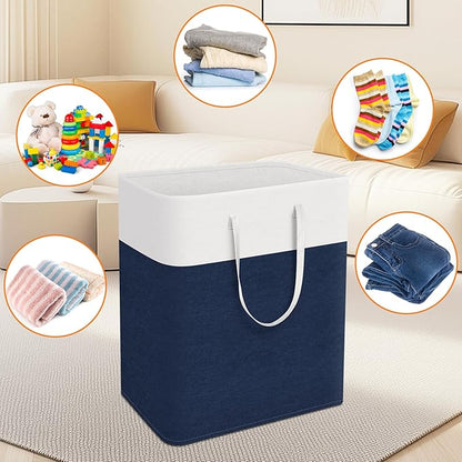TasticTotes laundry basket 3-Pack, laundry hamper, Hamper with handles, collapsible laundry baskets, Waterproof dirty clothes hamper, Towel Storage for Home or Dorm, 100L-Blue