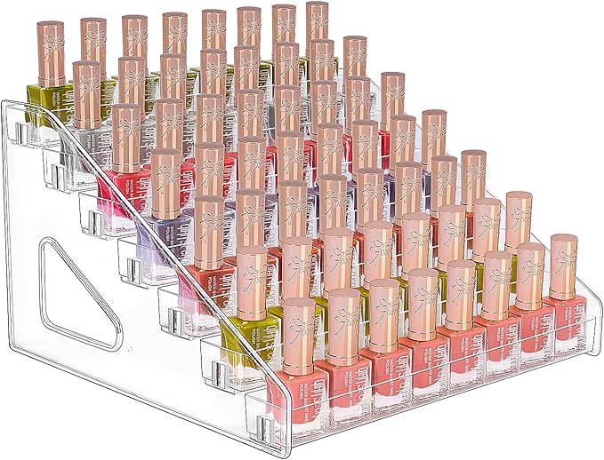 JessLab Nail Polish Organizer, 7-Tier Clear Acrylic Sunglass and Essential Oil Holder, Makeup Organizer for Bathroom Vanity Countertop