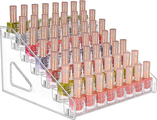 JessLab Nail Polish Organizer, 7-Tier Clear Acrylic Sunglass and Essential Oil Holder, Makeup Organizer for Bathroom Vanity Countertop
