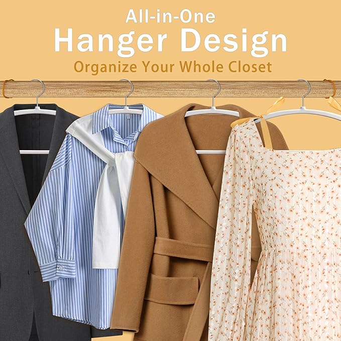 36-Pack Non Slip Plastic Clothes Hangers/w Rubber Pad, Coat Hangers 360° Swivel Hook, Heavy Sturdy Space-Saving Organizers, Hangers for Coats, Pants, Suits, Shirts (White)