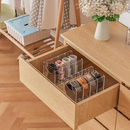 Sezanrpt 4 Compartments Acrylic Belt Organizer, Clear Belt Storage Organizer for Closet, Wall Mount Belt Holder