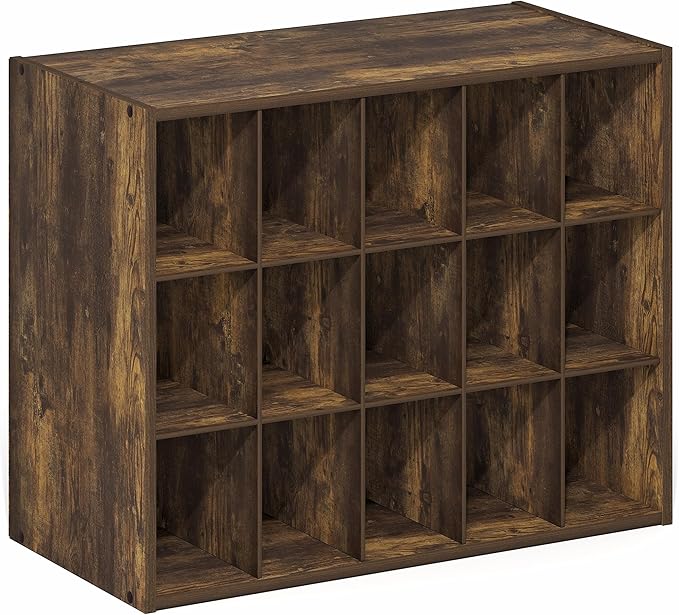 Furinno FANO Shoe Rack, 15-Cube Shoe Organizer, Stackable Shoe Storage, 11.4 x 24.2 x 19.3, for Closet Entryway, Office, Garage, Amber Pine