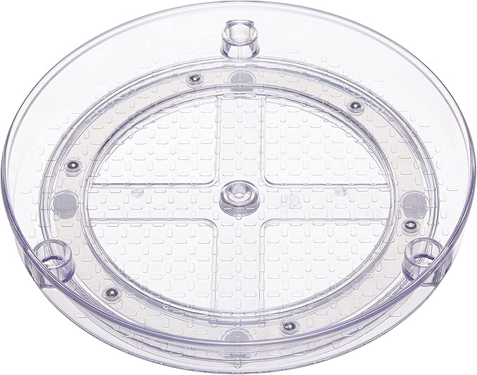 Amazon Basics Lazy Susan Turntable Organizer for Spices and Condiments, 9" Diameter, 2 Tier, Clear