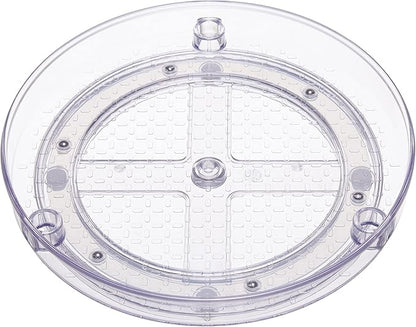 Amazon Basics Lazy Susan Turntable Organizer for Spices and Condiments, 9" Diameter, 2 Tier, Clear