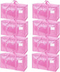 TICONN 8 Pack Extra Large Moving Bags Heavy Duty with Zippers & Carrying Handles, Durable Storage Bags Moving Boxes for Closet Organizers and Storage (8 Pack, Pink)
