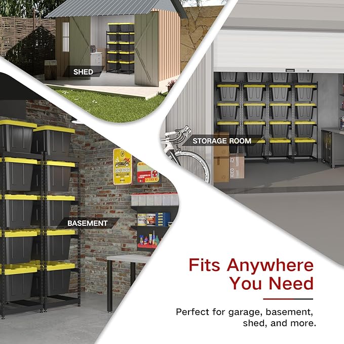 27 Gallon Tote Storage Rack, Heavy-Duty Storage Bin Rack Organizer, 5-Tier Standing Storage Bin Shelves, 250 lb Capacity, Maximize Space for Garage, Warehouse, Utility, 2-Pack (Totes Not Included)