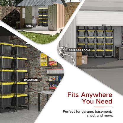 27 Gallon Tote Storage Rack, Heavy-Duty Storage Bin Rack Organizer, 5-Tier Standing Storage Bin Shelves, 250 lb Capacity, Maximize Space for Garage, Warehouse, Utility, 2-Pack (Totes Not Included)
