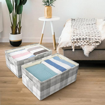 ANMINY 4 Pack Closet Storage Baskets for Shelves, 16 x 10 Inch Collapsible Fabric Storage Bins Washable Cloth Closet Organizing Bins Decorative Storage Baskets with Handles, Light Gray