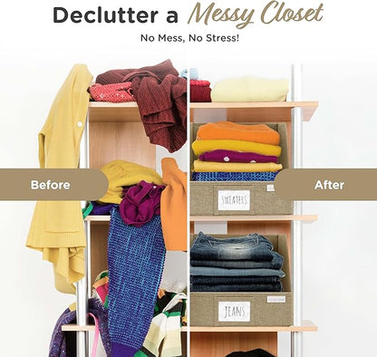 VIVIDECOR Open Front Storage Cubes 12x12x10 – Trapezoid Closet Shelf Bins, Easy Access Fabric Organizer for Clothes, Towels, Sweaters – Brown, 3 Pack